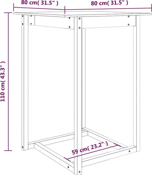 VidaXL Barový stolek 80 x 80 x 110 cm masivní borové dřevo [822182] Barva: Přírodní