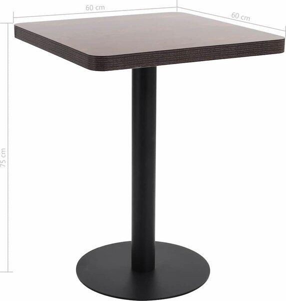 VidaXL Bistro stolek tmavě hnědý 60 x 60 cm MDF [286430] Barva: tmavě hnědá a černá