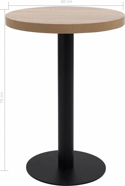 VidaXL Bistro stolek světle hnědý 60 cm MDF [286421] Barva: světle hnědá a černá