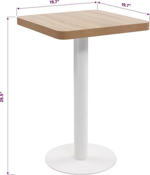 VidaXL Bistro stolek světle hnědý 50 x 50 cm MDF [286426] Barva: světle hnědá a bílá