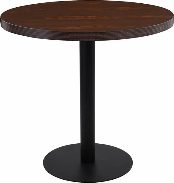 VidaXL Bistro stolek tmavě hnědý 80 cm MDF [286424] Barva: světle hnědá a černá