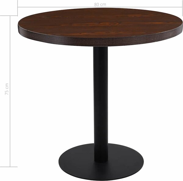 VidaXL Bistro stolek tmavě hnědý 80 cm MDF [286424] Barva: světle hnědá a černá