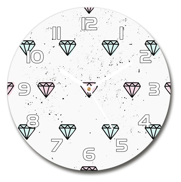 Skleněné nástěnné hodiny kulaté Diamanty pl_zso_30_f_77866968