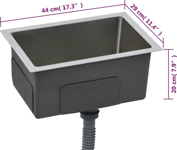 VidaXL Ručně vyrobený kuchyňský dřez nerezová ocel [145076] Barva: Stříbrná