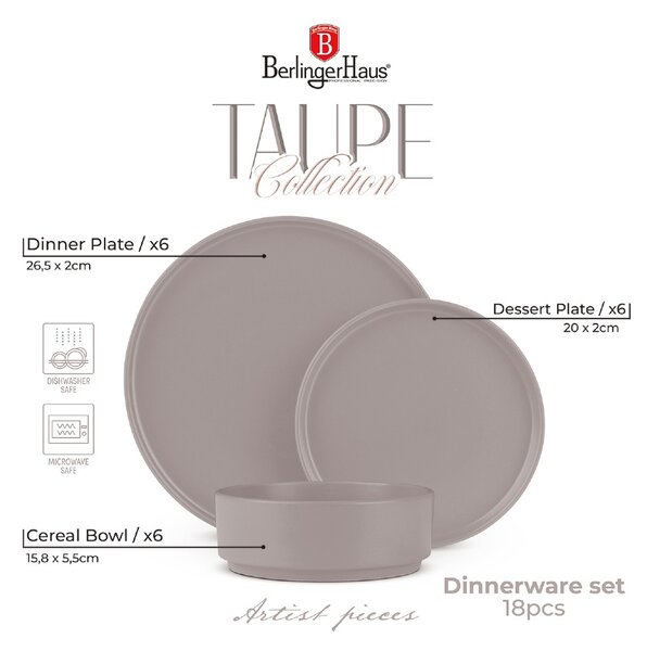 Jídelní sada talířů 18 ks Taupe Collection