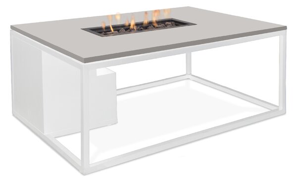 Stůl s plynovým ohništěm COSI- typ Cosiloft 120 bílý rám / deska šedá Exteriér | Ohniště