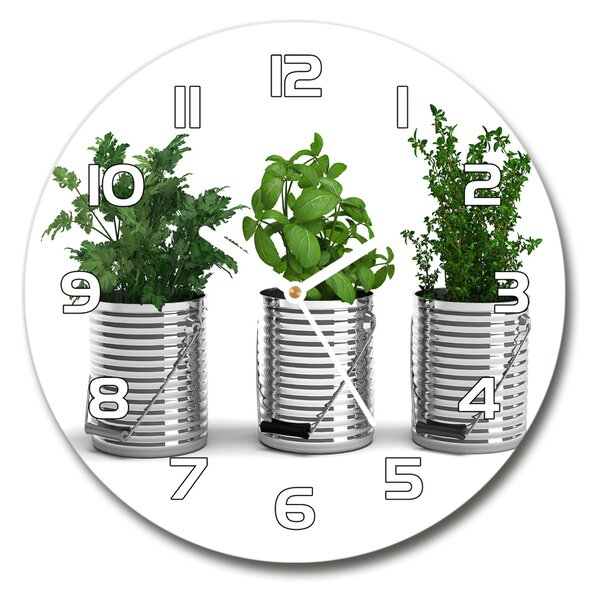 Skleněné hodiny kulaté Aromatické rostiny pl_zso_30_f_79250581