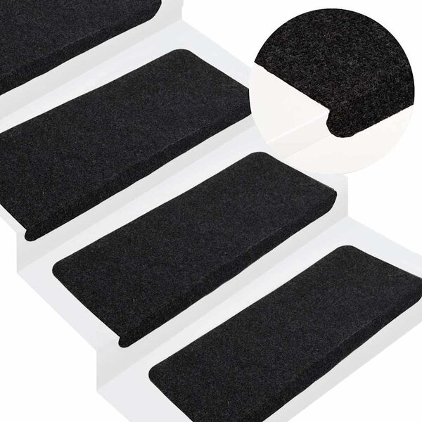 VidaXL Samolepicí nášlapy na schody 15 ks 65x24,5x3,5 cm [343478] Barva: antracitová