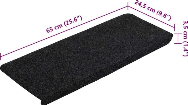 VidaXL Samolepicí nášlapy na schody 15 ks 65x24,5x3,5 cm [343478] Barva: antracitová