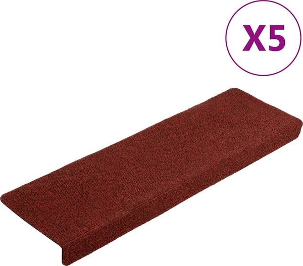 VidaXL Schodové rohože samolepicí 5 ks 65 x 21 x 4 cm s obdélníkovým okrajem [149724] Barva: Vínová