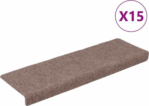 VidaXL Schodové rohože samolepicí 15 ks 65 x 21 x 4 cm s obdélníkovým okrajem [134563] Barva: Hnědá
