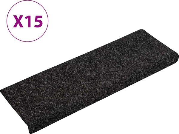 VidaXL Schodové rohože samolepicí 15 ks 65 x 21 x 4 cm s obdélníkovým okrajem [134563] Barva: Hnědá