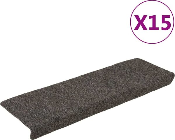 VidaXL Schodové rohože samolepicí 15 ks 65 x 21 x 4 cm s obdélníkovým okrajem [134563] Barva: Hnědá