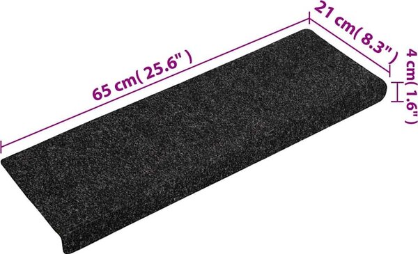 VidaXL Schodové rohože samolepicí 15 ks 65 x 21 x 4 cm s obdélníkovým okrajem [134563] Barva: Hnědá