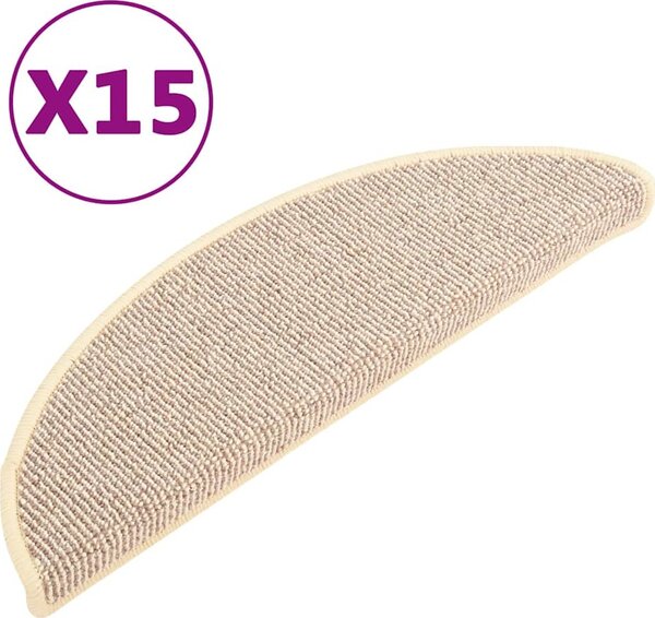 VidaXL Kobercové nášlapy na schody 15 ks 56 x 17 x 3 cm [149848] Barva: krémová
