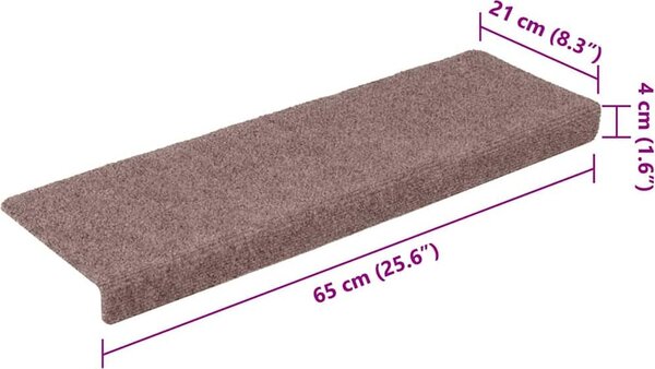 VidaXL Schodové rohože samolepicí 15 ks 65 x 21 x 4 cm s obdélníkovým okrajem [134563] Barva: Hnědá
