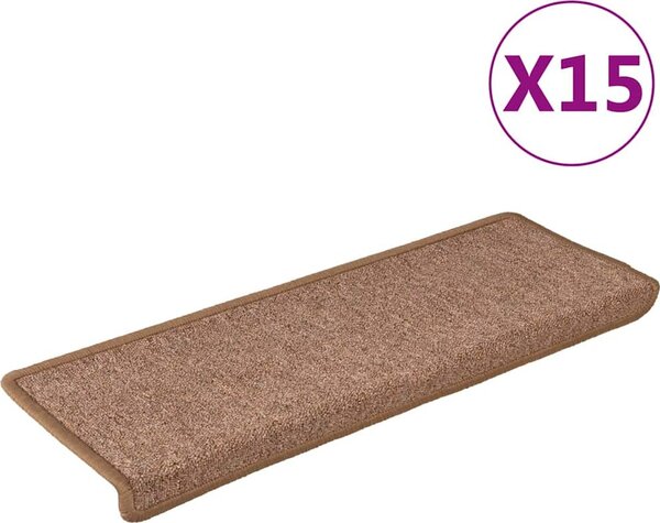 VidaXL Schodové rohože 15 ks 65 x 21 x 4 cm s obdélníkovým okrajem [326194] Barva: světle hnědá
