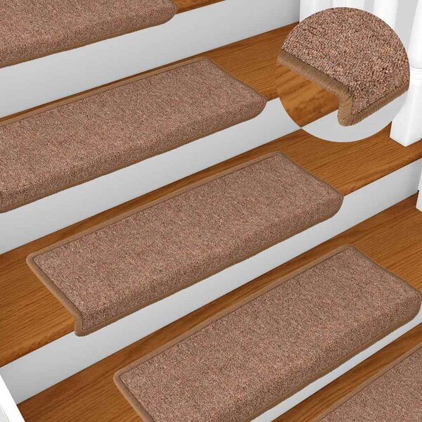 VidaXL Schodové rohože 15 ks 65 x 21 x 4 cm s obdélníkovým okrajem [326194] Barva: světle hnědá