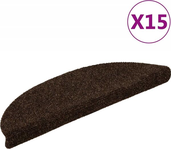 VidaXL Schodové rohože samolepicí 15 ks 56 x 17 x 3 cm půlkulaté [132692] Barva: světle hnědá