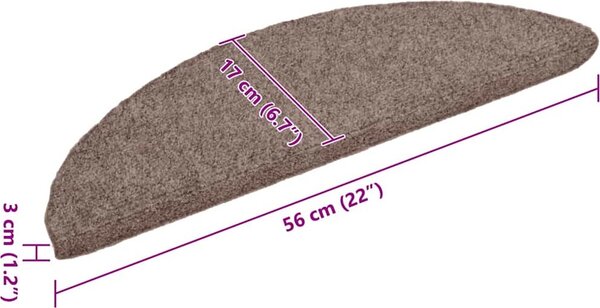 VidaXL Schodové rohože samolepicí 15 ks 56 x 17 x 3 cm půlkulaté [132692] Barva: světle hnědá