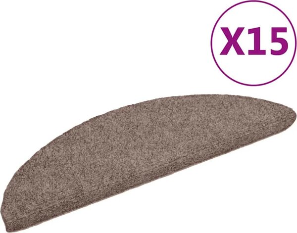 VidaXL Schodové rohože samolepicí 15 ks 56 x 17 x 3 cm půlkulaté [132692] Barva: světle hnědá