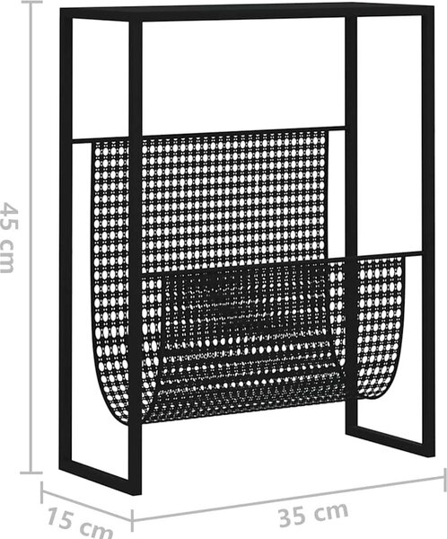 VidaXL Stojan na časopisy 35 x 15 x 45 cm ocel [331668] Barva: Černá