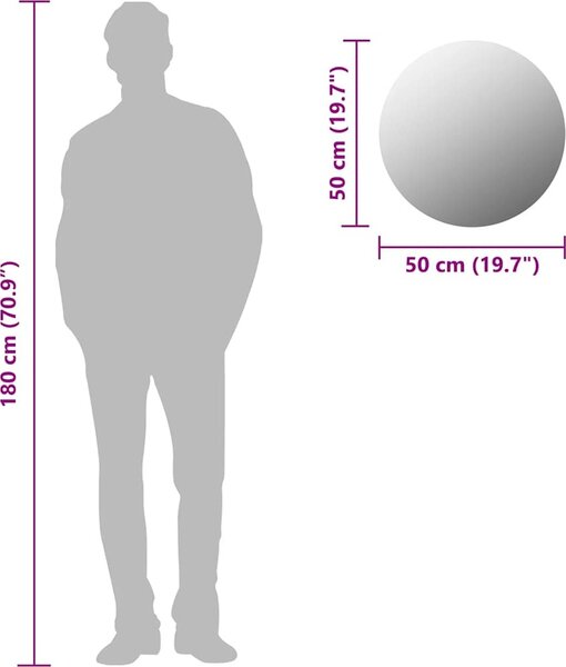VidaXL Nástěnné zrcadlo 50 cm kulaté sklo [245703]