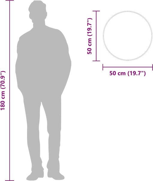 VidaXL Nástěnné zrcadlo Ø 50 cm kulaté [348181] Barva: Černá