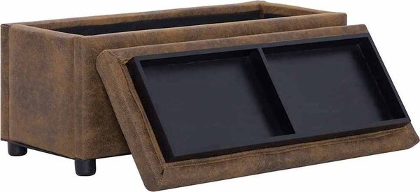 VidaXL Taburet s úložným prostorem 87,5 cm umělá broušená kůže [281375] Barva: Hnědá