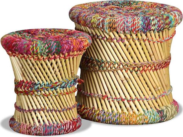 VidaXL Stoličky chindi design 2 ks bambus [244216] Barva: Hnědá
