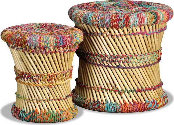 VidaXL Stoličky chindi design 2 ks bambus [244216] Barva: Hnědá