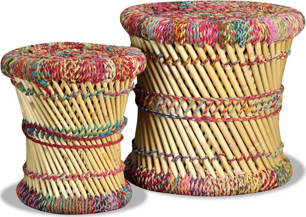 VidaXL Stoličky chindi design 2 ks bambus [244216] Barva: Hnědá