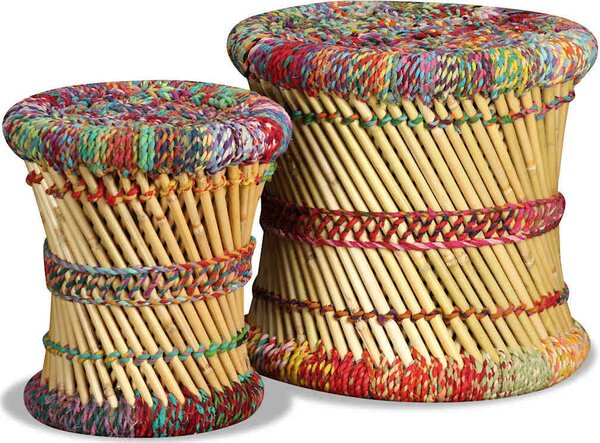 VidaXL Stoličky chindi design 2 ks bambus [244216] Barva: Hnědá
