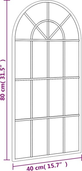 VidaXL Nástěnné zrcadlo černé 40 x 80 cm oblouk železo [358625]