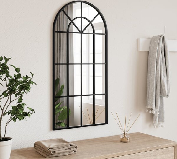 VidaXL Nástěnné zrcadlo černé 40 x 80 cm oblouk železo [358625]