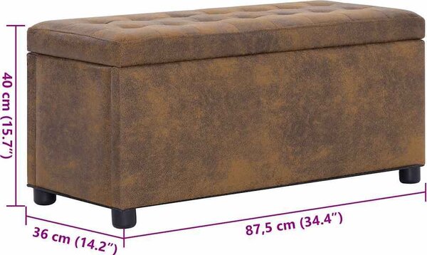 VidaXL Taburet s úložným prostorem 87,5 cm umělá broušená kůže [281375] Barva: Hnědá