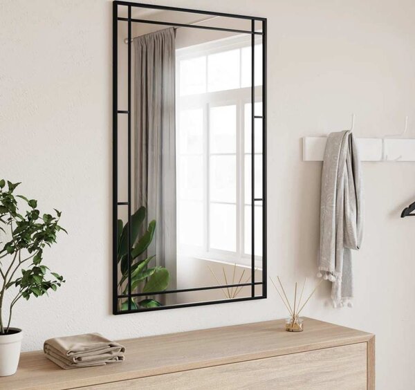 VidaXL Nástěnné zrcadlo černé 60 x 100 cm obdélník železo [358631]