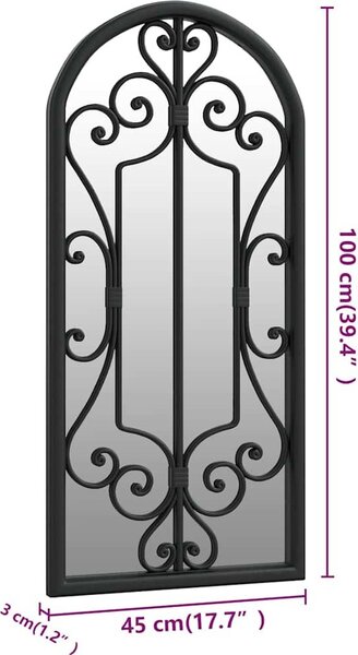 VidaXL Zahradní zrcadlo 100 x 45 cm železo do exteriéru [318373] Barva: Černá