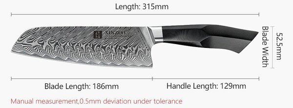 Santoku nůž 7.3" XINZUO ŠIGA 67 vrstev damaškové oceli