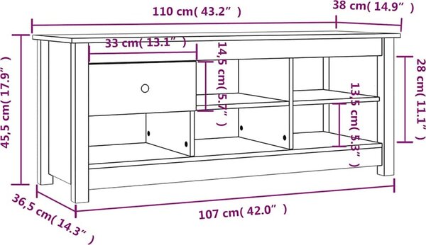 VidaXL Botník 110 x 38 x 45,5 cm masivní borovice [814594] Barva: Přírodní