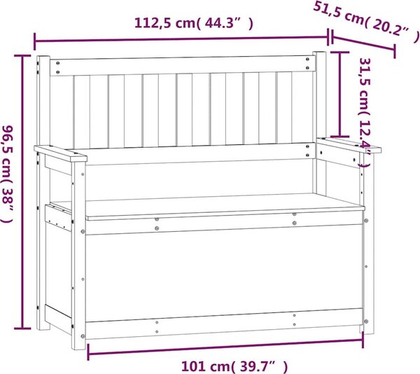 VidaXL Lavice 112,5 x 51,5 x 96,5 cm masivní borovice [823559] Barva: Přírodní