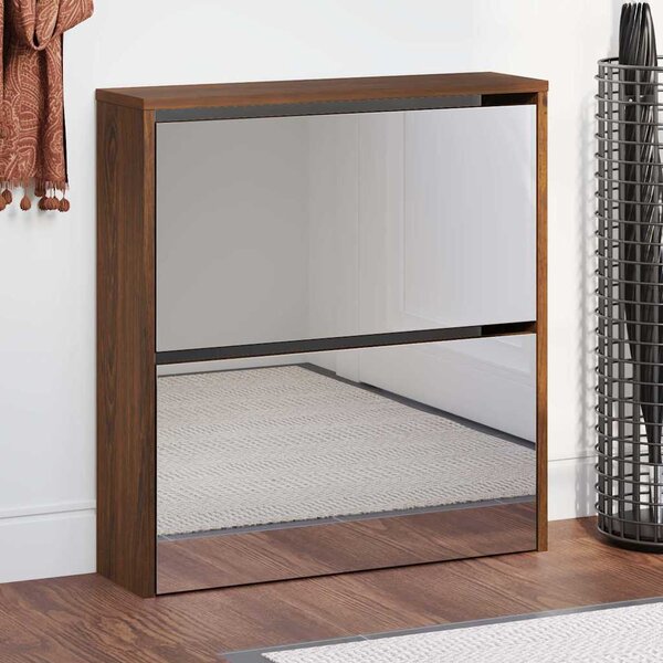 VidaXL Botník se zrcadlem 2patrový 63 x 17 x 67 cm [342629] Barva: Bílá