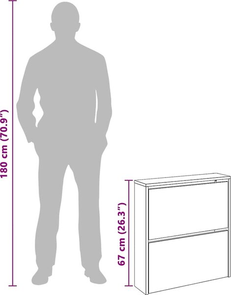 VidaXL Botník se zrcadlem 2patrový 63 x 17 x 67 cm [342629] Barva: Bílá