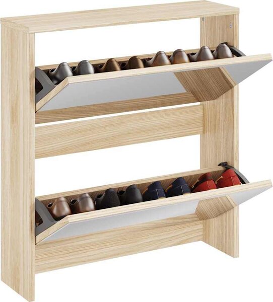 VidaXL Botník se zrcadlem 2patrový 63 x 17 x 67 cm [342629] Barva: Bílá