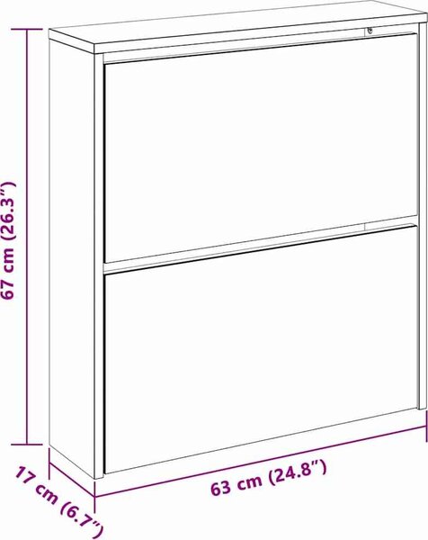 VidaXL Botník se zrcadlem 2patrový 63 x 17 x 67 cm [342629] Barva: Bílá