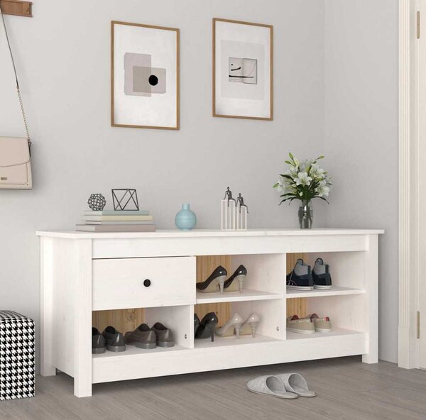 VidaXL Botník 110 x 38 x 45,5 cm masivní borovice [814594] Barva: Bílá