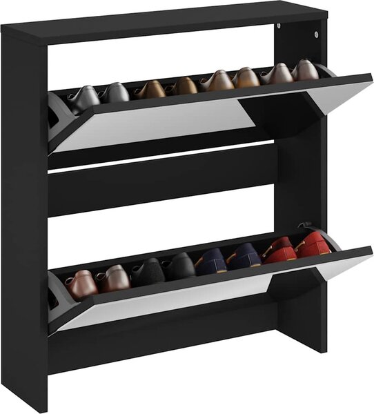 VidaXL Botník se zrcadlem 2patrový 63 x 17 x 67 cm [342629] Barva: Bílá