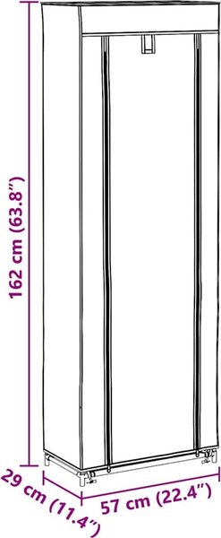 VidaXL Botník s potahem 57 x 29 x 162 cm textil [282432] Barva: krémová