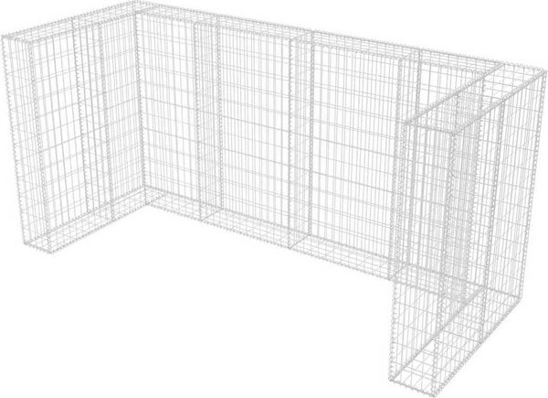 VidaXL Gabionová zástěna pro 3 popelnice ocelová 250 x 100 x 120 cm [142560]