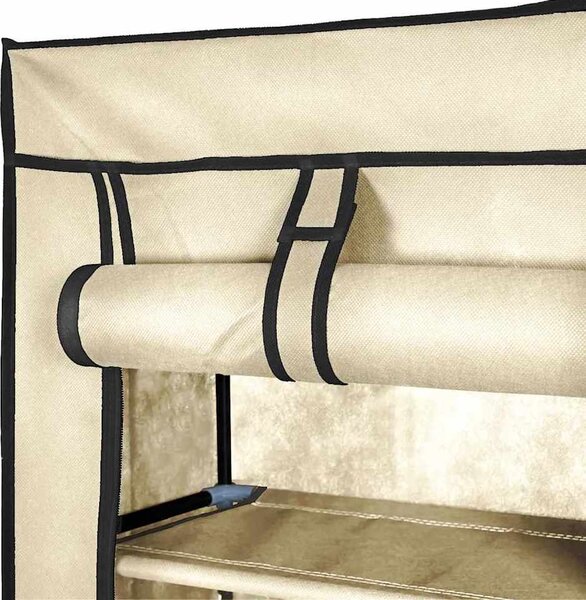 VidaXL Botník s potahem 57 x 29 x 162 cm textil [282432] Barva: krémová